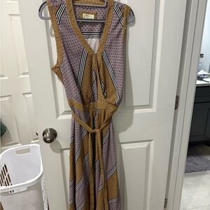 Anthropologie Purple and Gold Maxi Dress